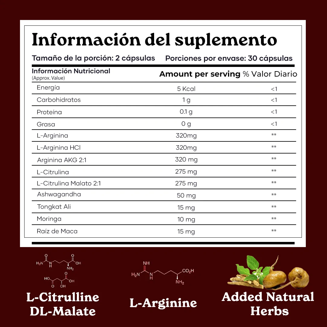 Cápsulas de Óxido Nítrico Mars con L-Arginina, L-Citrulina y Adaptógenos – Apoyo a la Circulación, Resistencia y Recuperación (60N) - Image 6