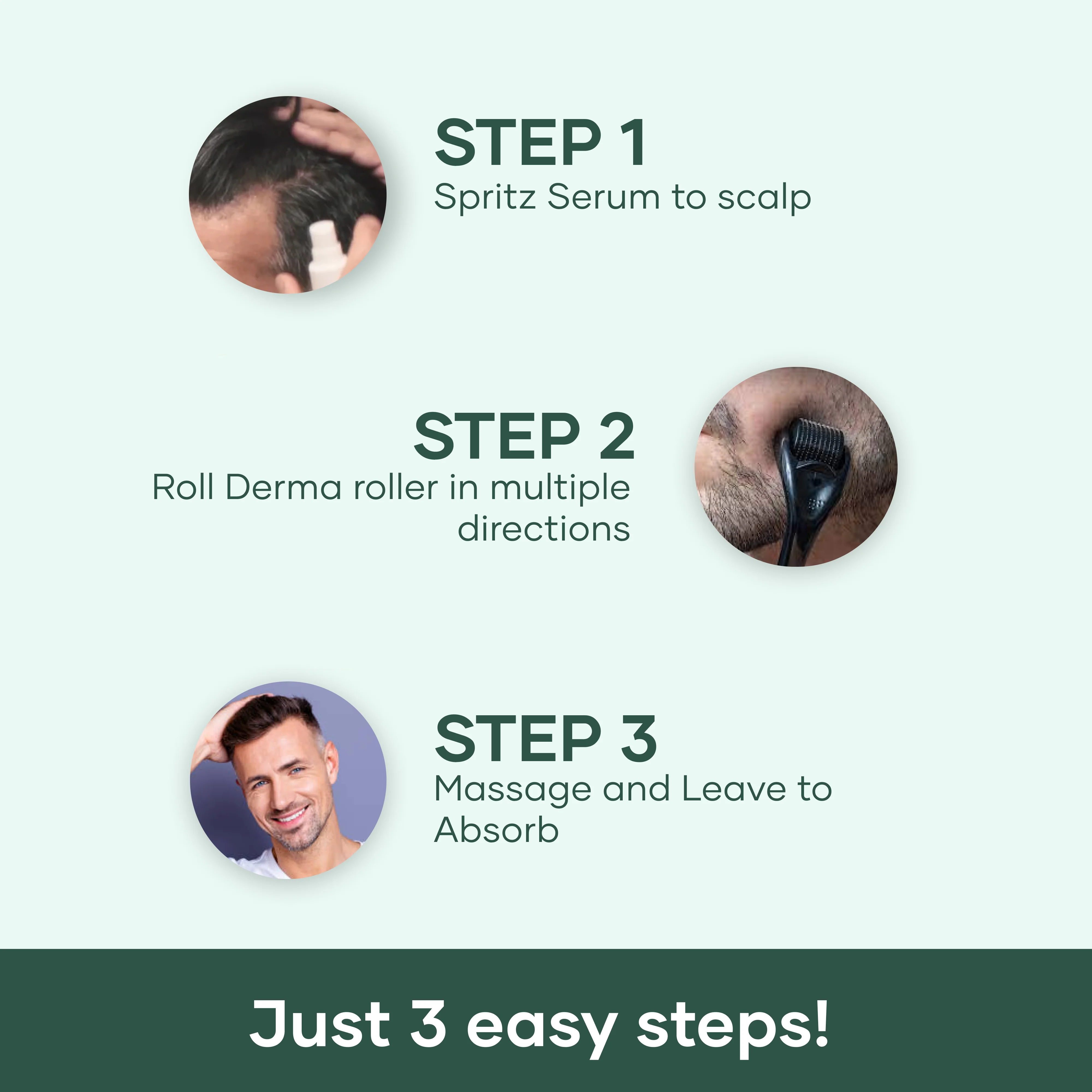 Hair Regrowth Kit : Derma Roller & Hair Serum Powered With Rosemary, Castor Oil, Redensyl & Black Seed Oil - Image 4