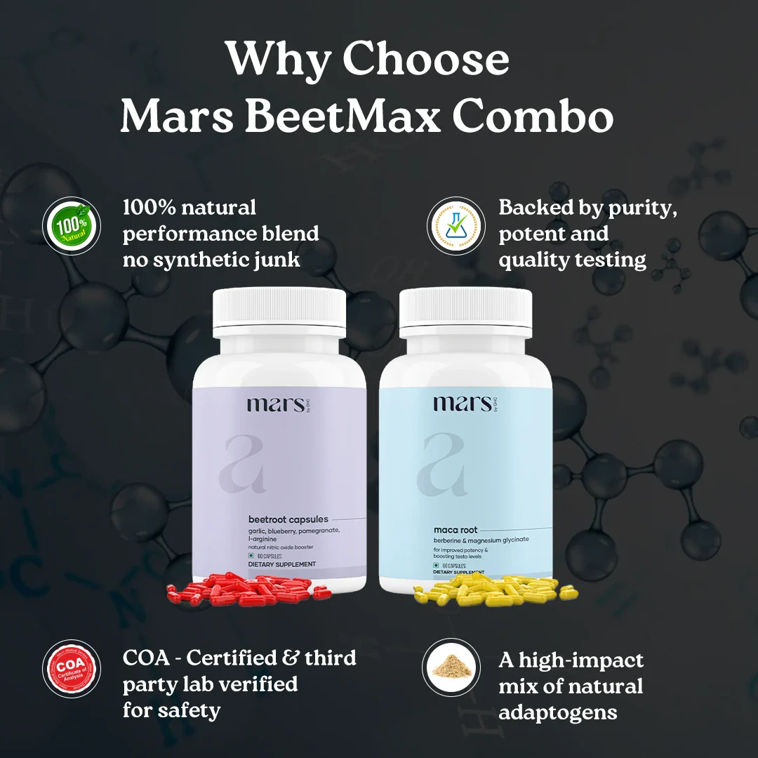Mars BeetMax Combo : Mars Beetroot Nitric Oxide Booster & Mars Maca Root Capsules - Image 2