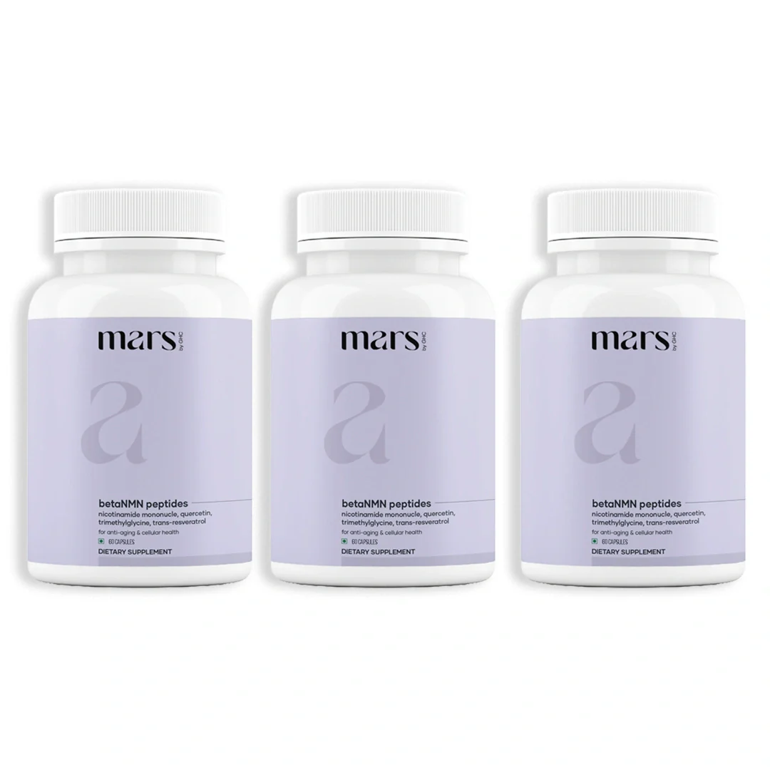 Mars BetaNMN Peptides for Cellular Revitalization, Anti-Aging & Longevity Boost | Capsules powered by Trimethylglycine & Quercetin (60 Capsules) - Image 3