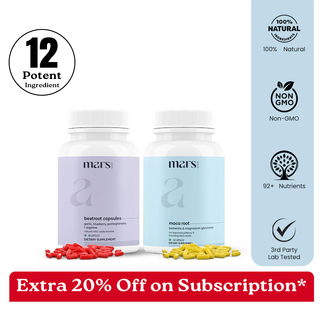 Mars Big G Combo: Powered by Nitric Oxide Booster & Maca Root Capsules