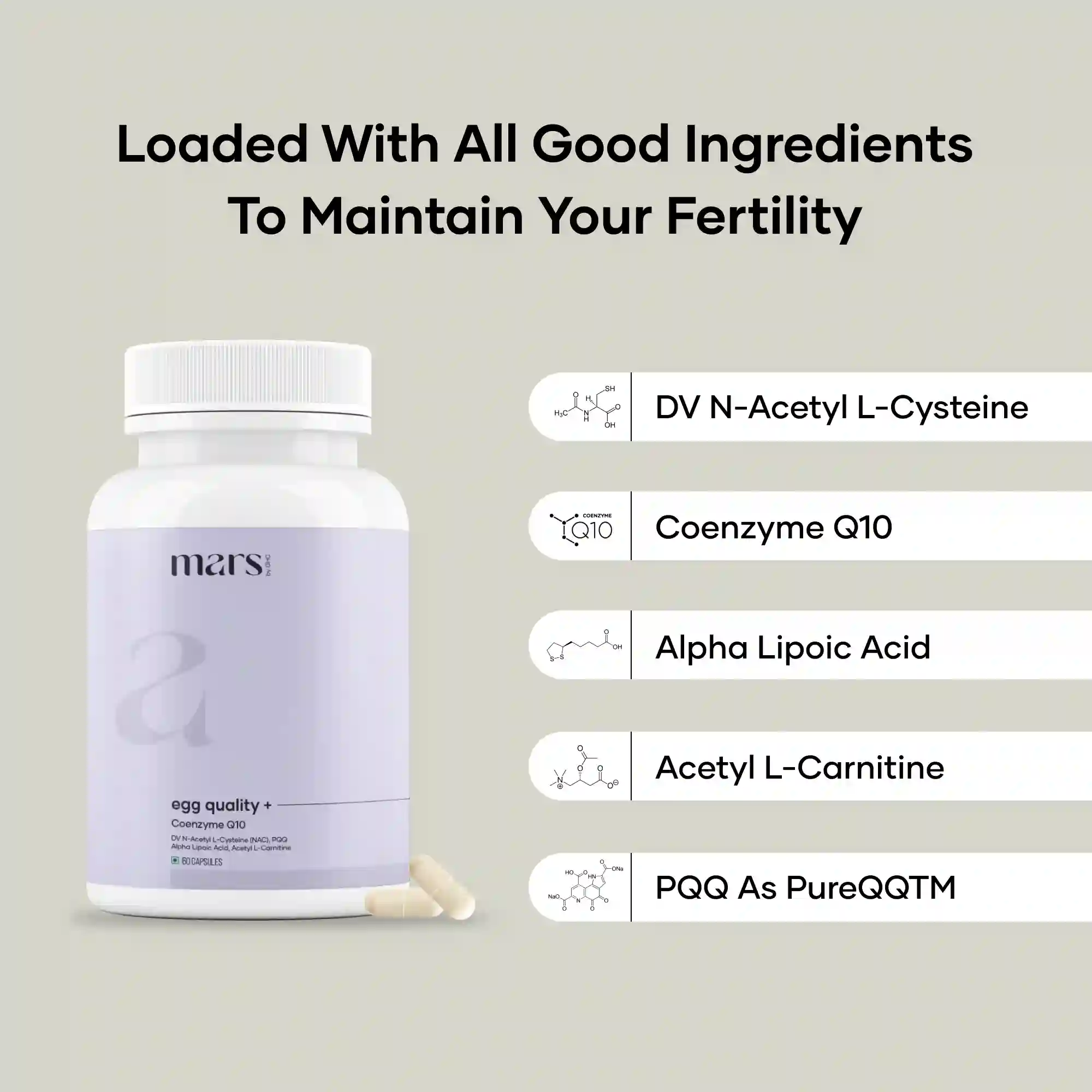 Mars Egg Quality+ Capsules with CoQ10, Alpha Lipoic Acid - Cellular Vitality, Ovarian Health & Egg Quality Support - Image 2