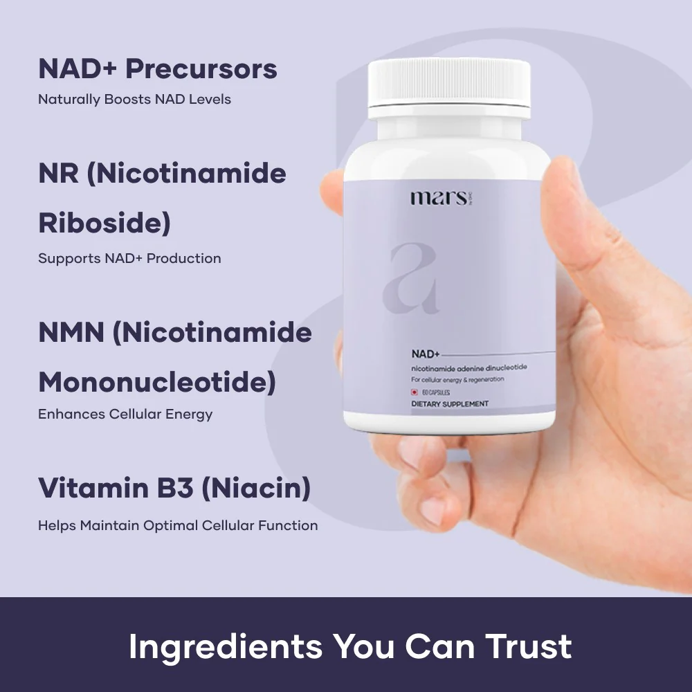 Mars NAD+ Capsules with NR & Vitamin B3 – Cellular Energy, Brain Health & Resilience Support (60N) - Image 2