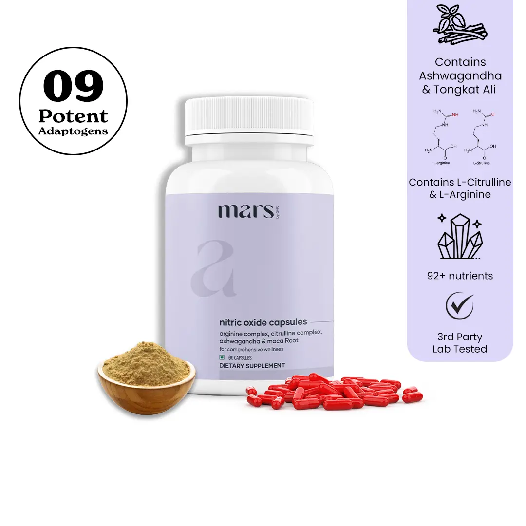 Mars Nitric Oxide Capsules with L-Arginine, L-Citrulline & Adaptogens – Circulation, Endurance & Recovery Support (60N)