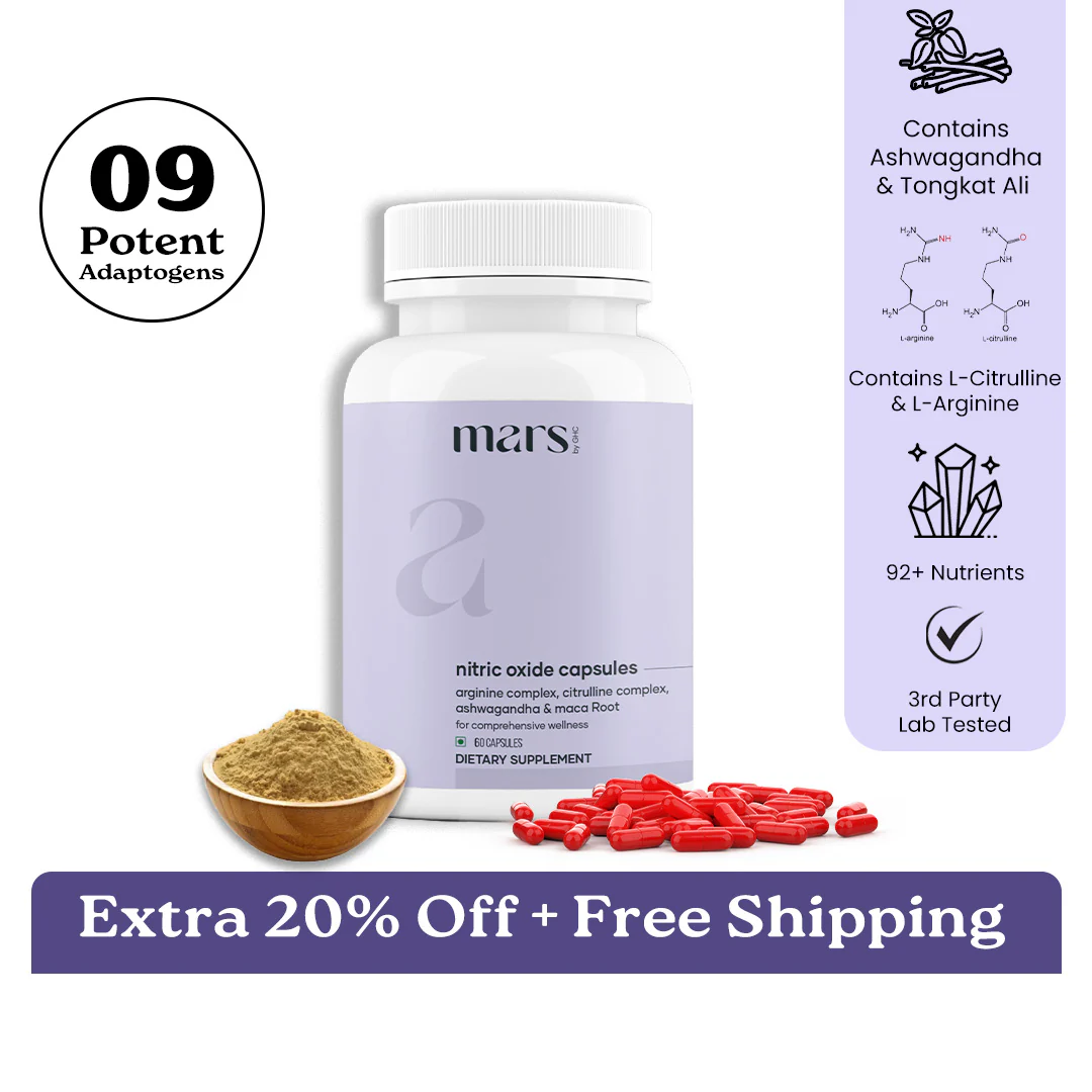 Mars Nitric Oxide Capsules with L-Arginine, L-Citrulline & Adaptogens – Circulation, Endurance & Recovery Support (60N)