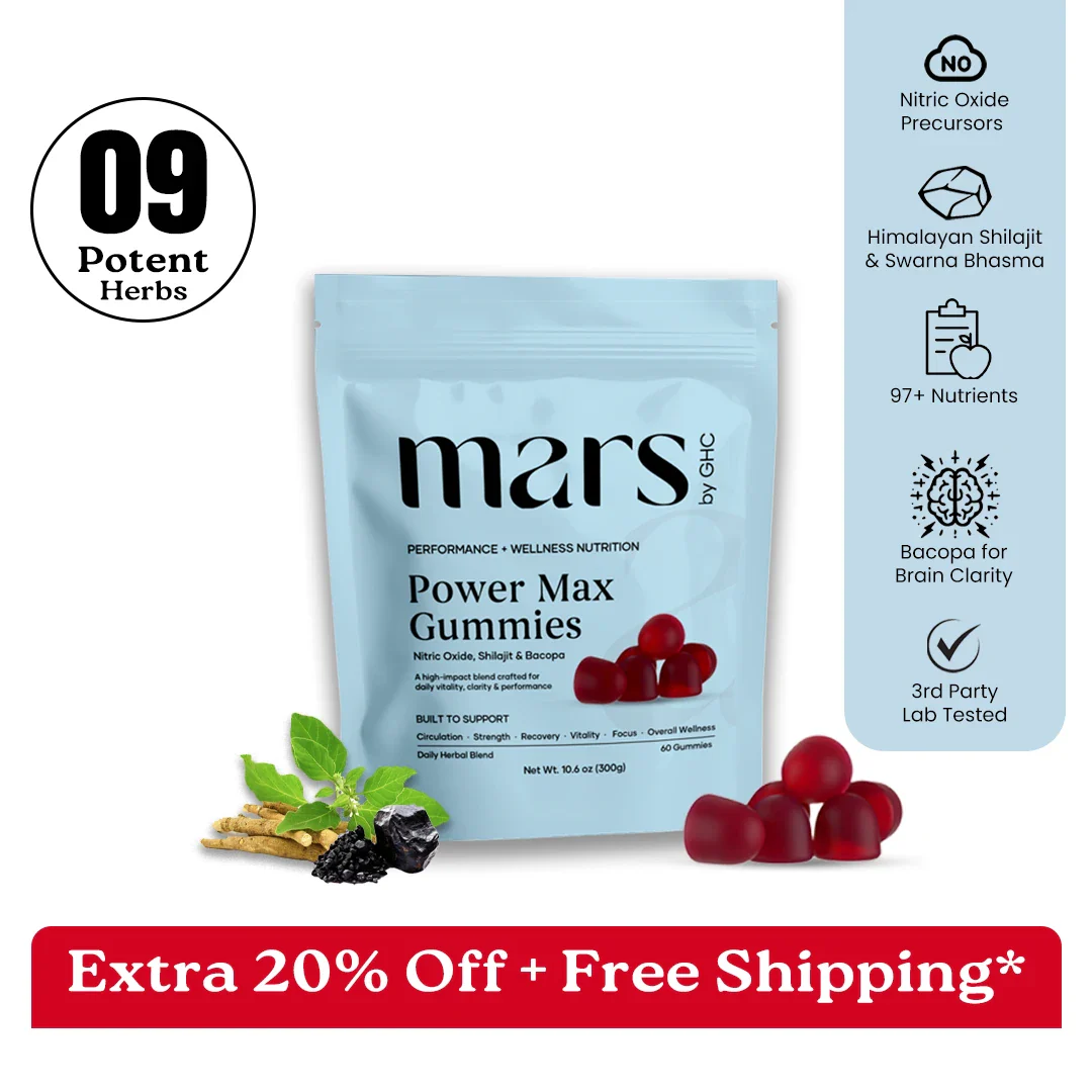 Mars Power Max Gummies: Powered by Nitric Oxide, Shilajit Gold, & Bacopa Monnieri