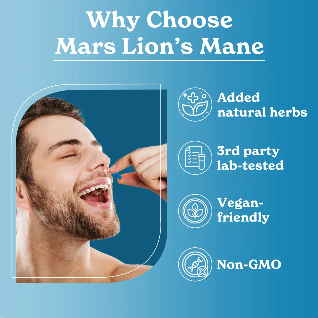 Mars Lions Mane Caps: Energy & Mental Support Supplement With Tongkat Ali & Moringa - Image 12