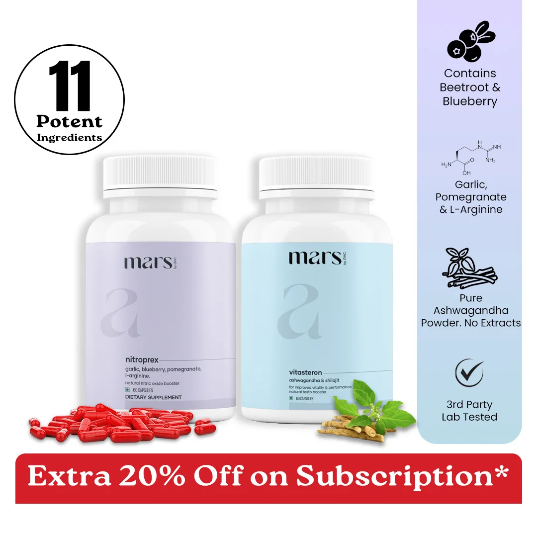 Mars Rise Max Combo: Dual Action Testosterone & Nitric Oxide Support for Strength, Stamina & Performance