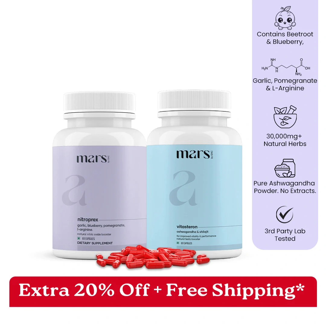 Mars Rise Max Combo: Dual Action Testosterone & Nitric Oxide Support for Strength, Stamina & Performance