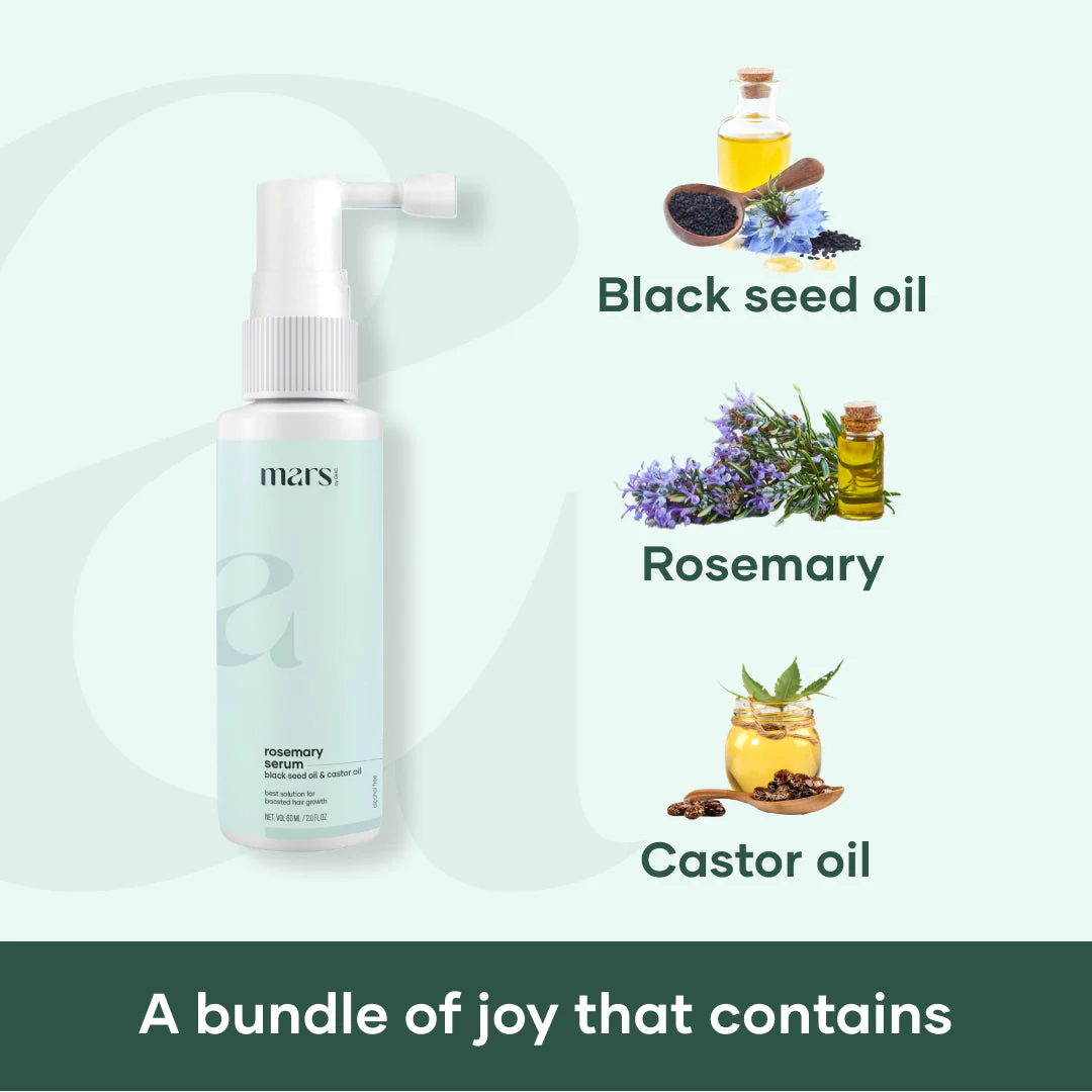 Mars Rosemary Hair Growth Serum : Powered With Black Seed Oil, Castor Oil & Redensyl - Image 2