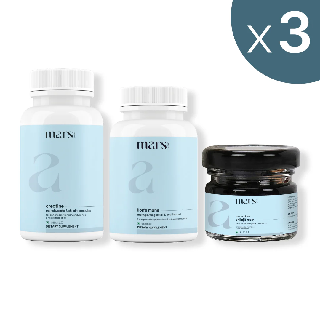 Mars Strength & Stamina Combo: Lion's Mane Caps, Pure Himalayan Shilajit Resin & Micronized Creatine Monohydrate Caps - Image 10