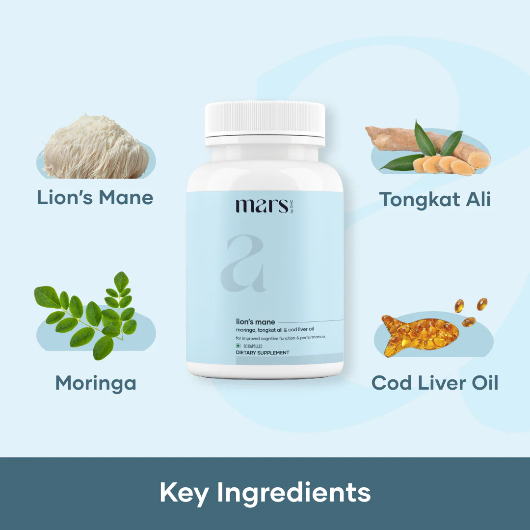 Mars Strength & Stamina Combo: Lion's Mane Caps, Pure Himalayan Shilajit Resin & Micronized Creatine Monohydrate Caps - Image 2