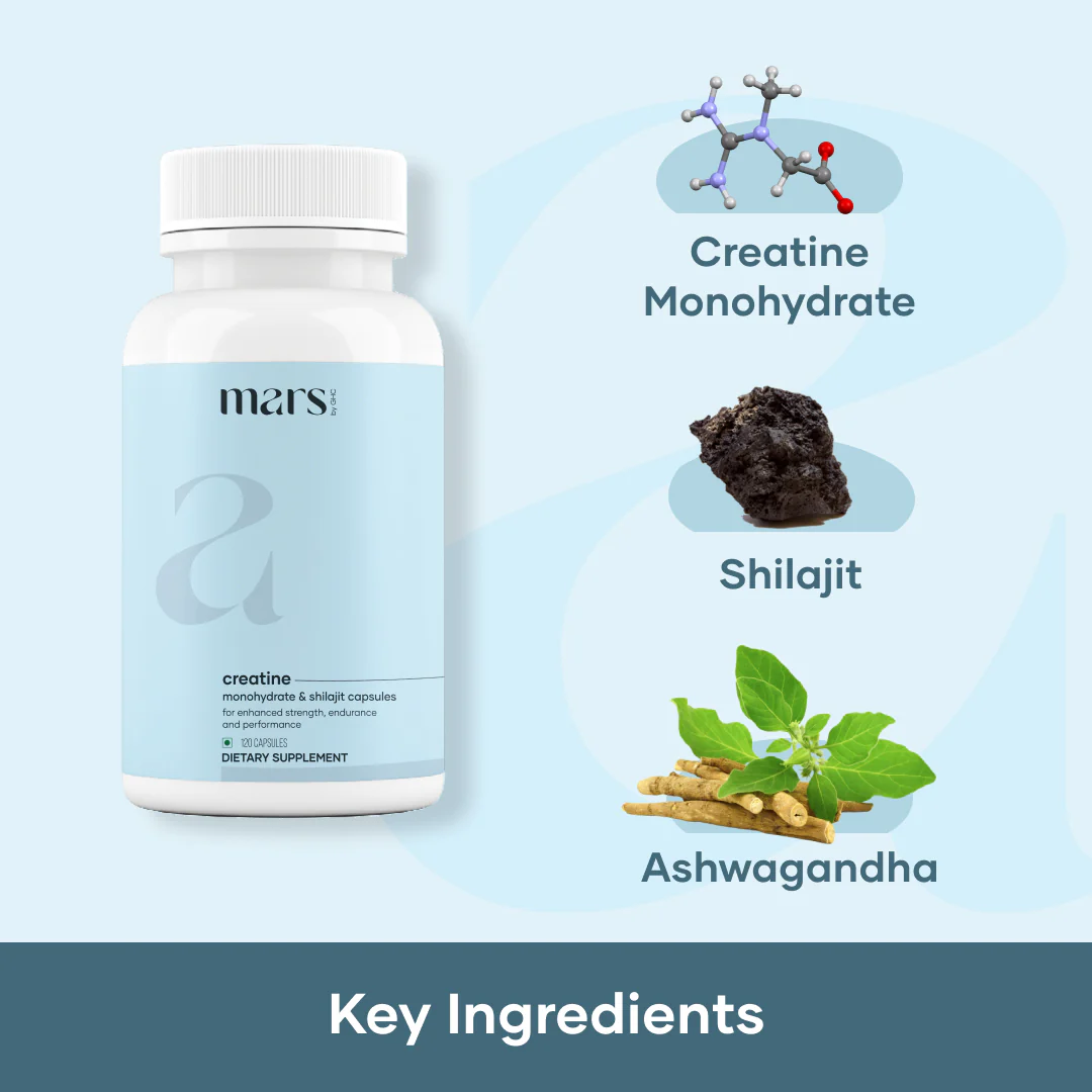 Mars Strength & Stamina Combo: Lion's Mane Caps, Pure Himalayan Shilajit Resin & Micronized Creatine Monohydrate Caps - Image 3