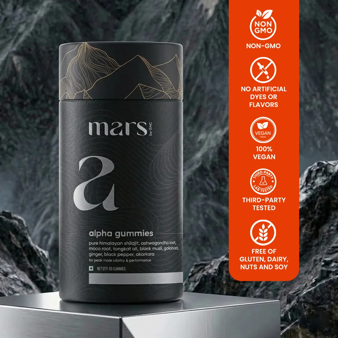 Mars Alpha Gummies - Advanced 10-in-1 Formula for Power, Drive & Vitality with High-Potency Shilajit & Ashwagandha
