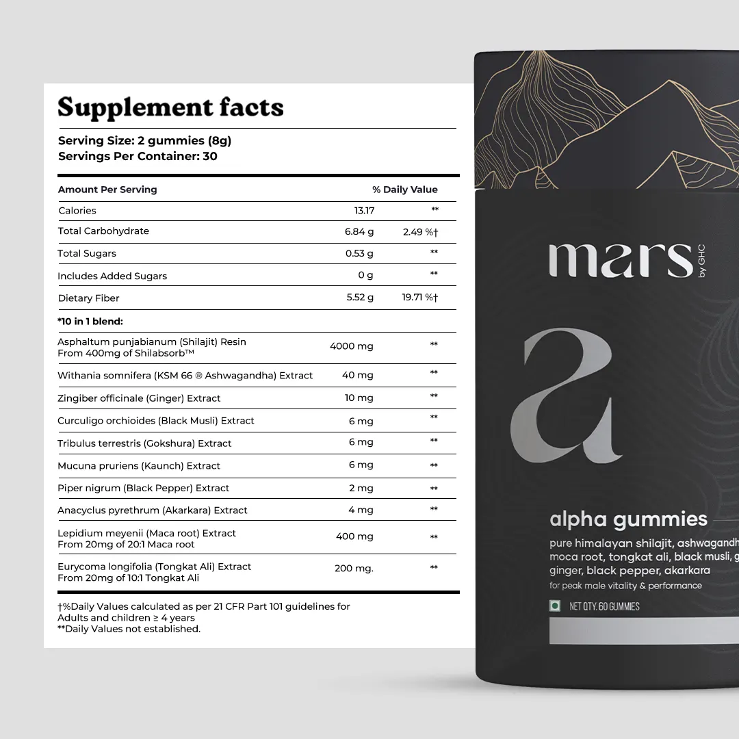 Mars Alpha Gummies - Advanced 10-in-1 Formula for Power, Drive & Vitality with High-Potency Shilajit & Ashwagandha - Image 5