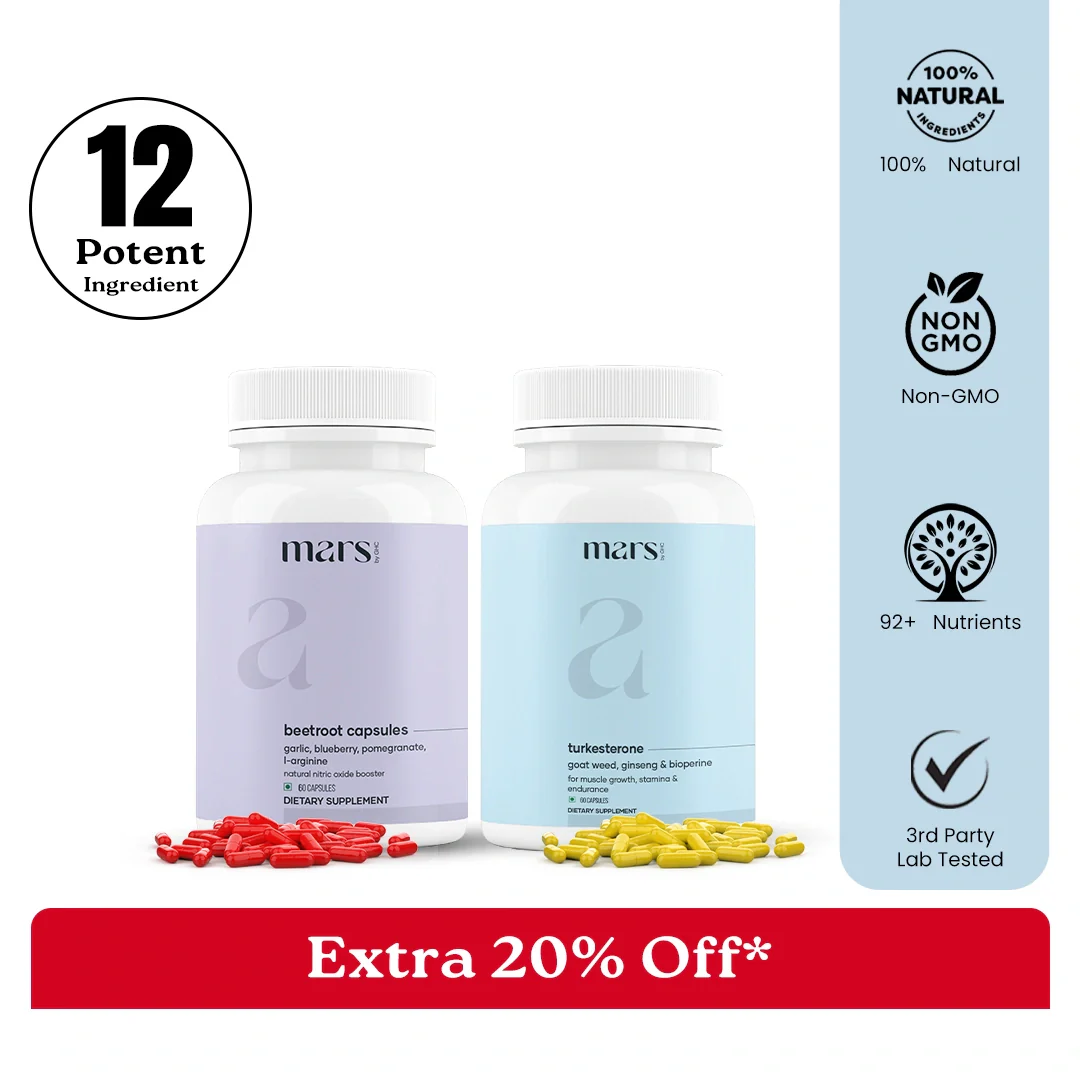 Mars Testo Max Combo : Mars Beetroot Nitric Oxide Booster & Mars Turkesterone Capsules