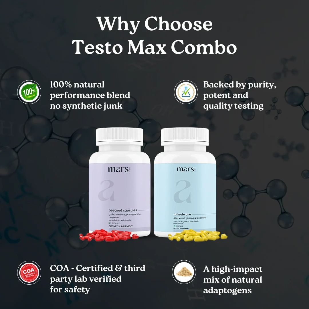 Mars Testo Max Combo : Mars Beetroot Nitric Oxide Booster & Mars Turkesterone Capsules - Image 3