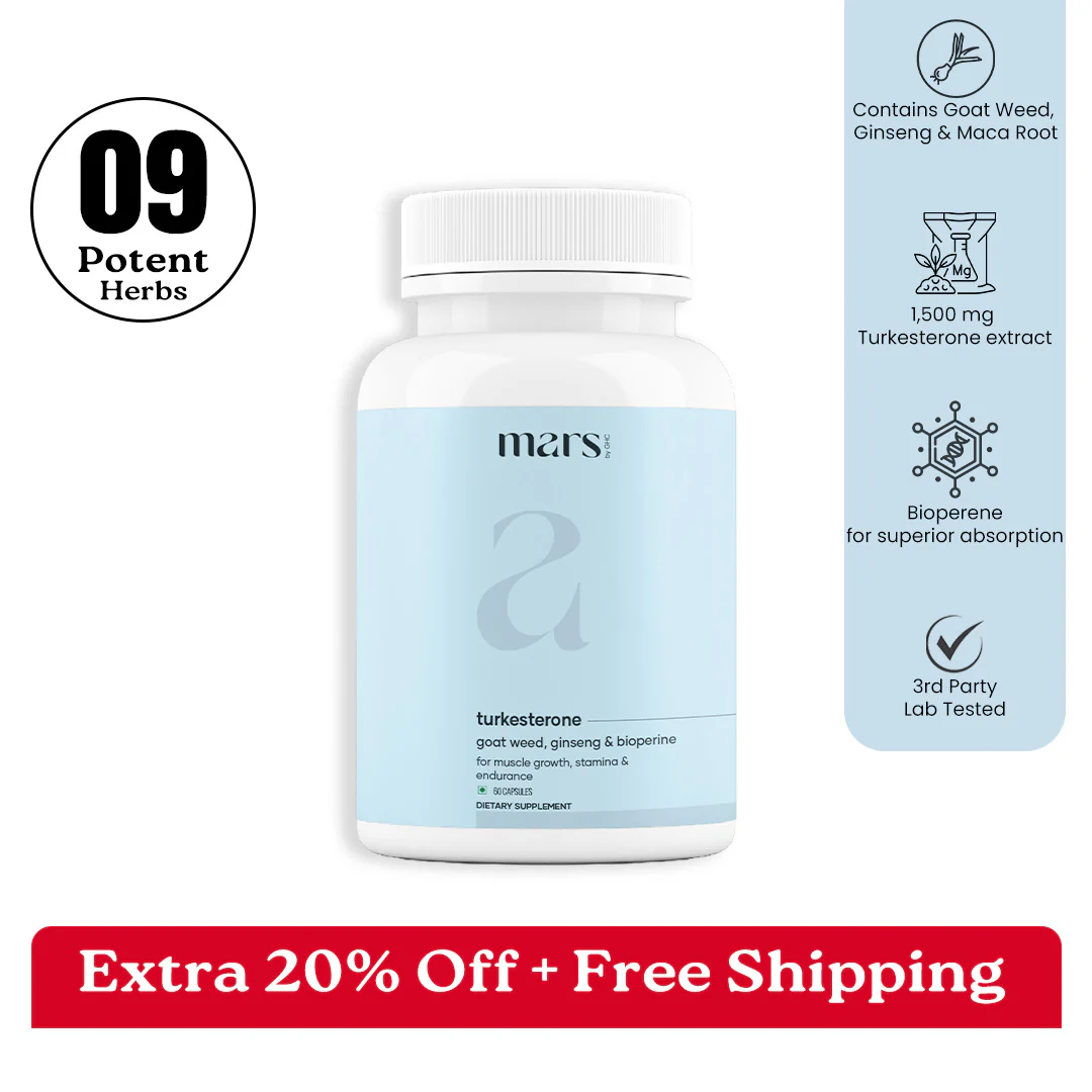 Mars Turkesterone Capsules: Powered with Goat Weed, Ginseng & Black Pepper Extract