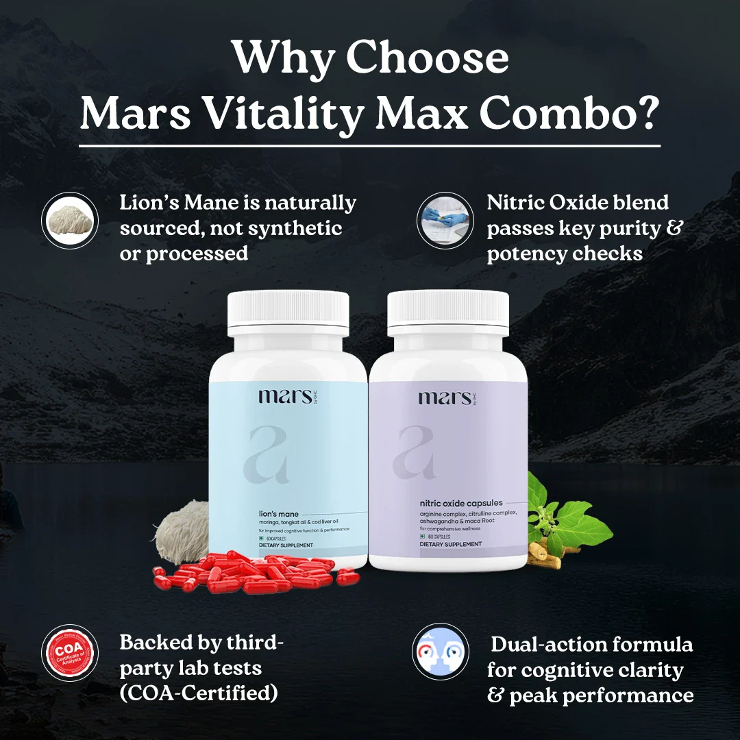 Mars Vitality Max - A Lion’s Mane & Nitric Oxide Combo for Better Stamina & Performance - Image 5