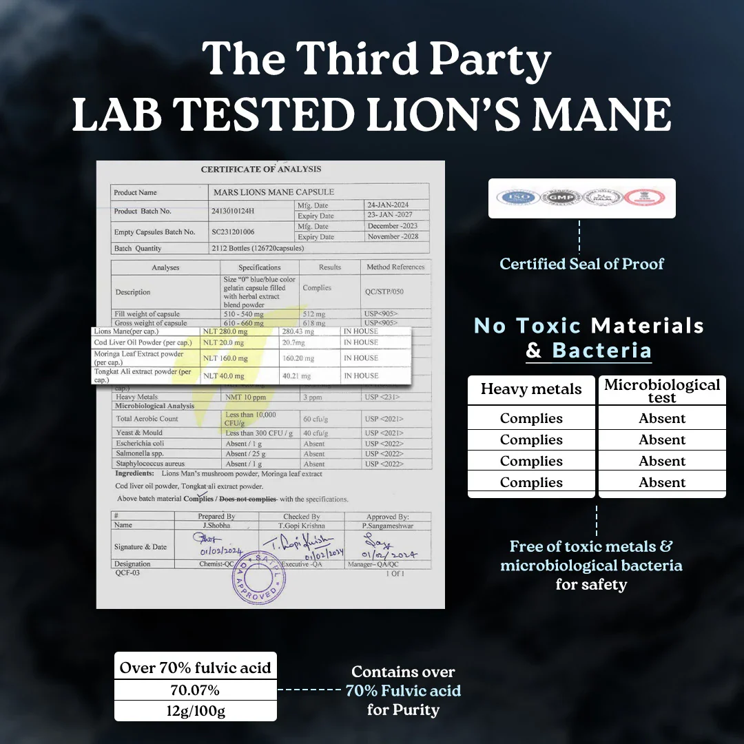 Mars Vitality Max - A Lion’s Mane & Nitric Oxide Combo for Better Stamina & Performance - Image 6