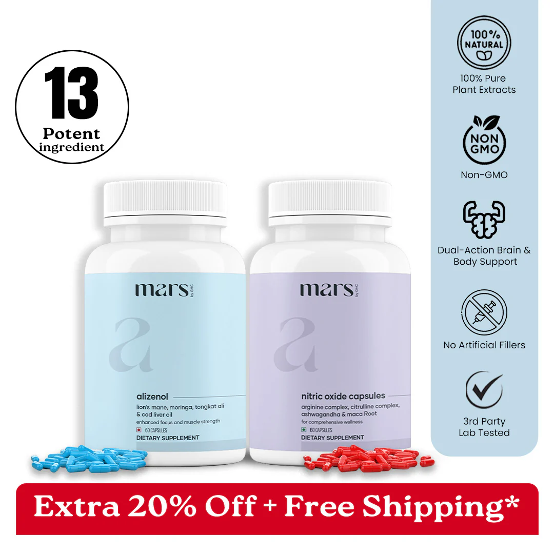 Muscle Max Combo: Tongkat Ali, Moringa & Nitric Oxide Capsules For Better Muscles, Flow, & Performance