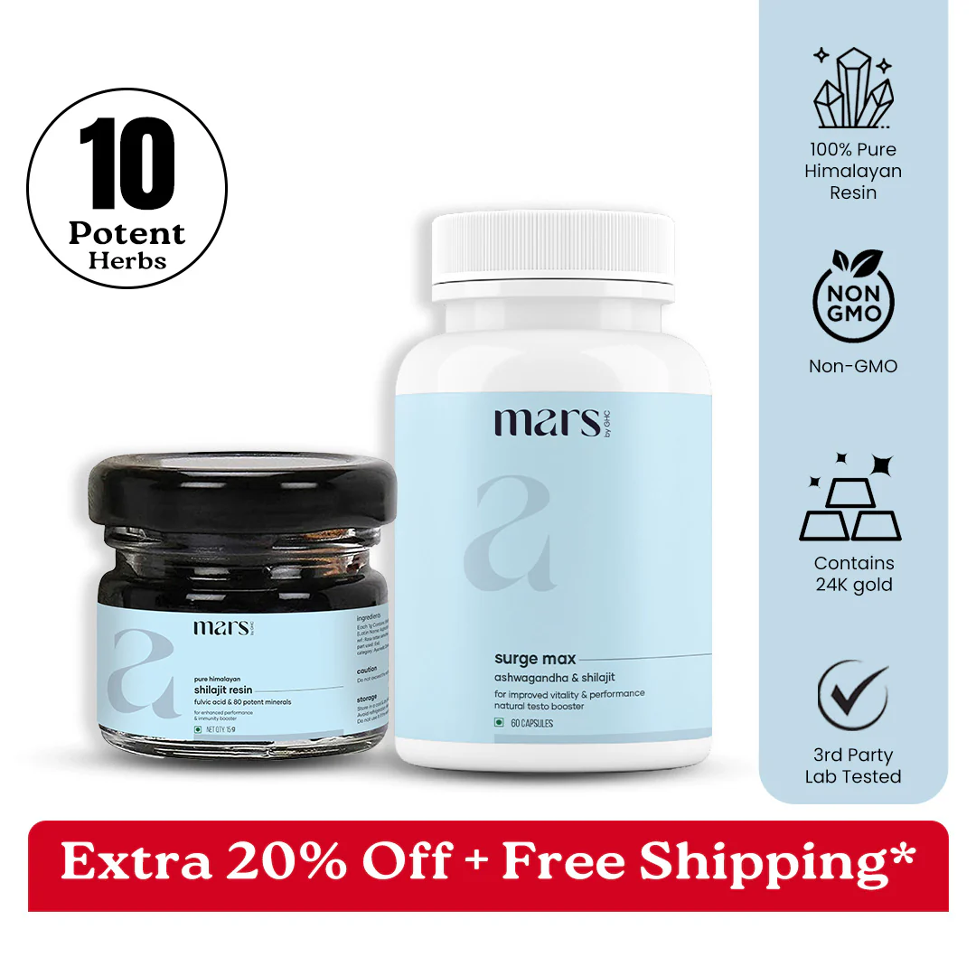 Performance Combo: Powered by Pure Himalayan Shilajit Resin & Natural Ashwagandha Capsules