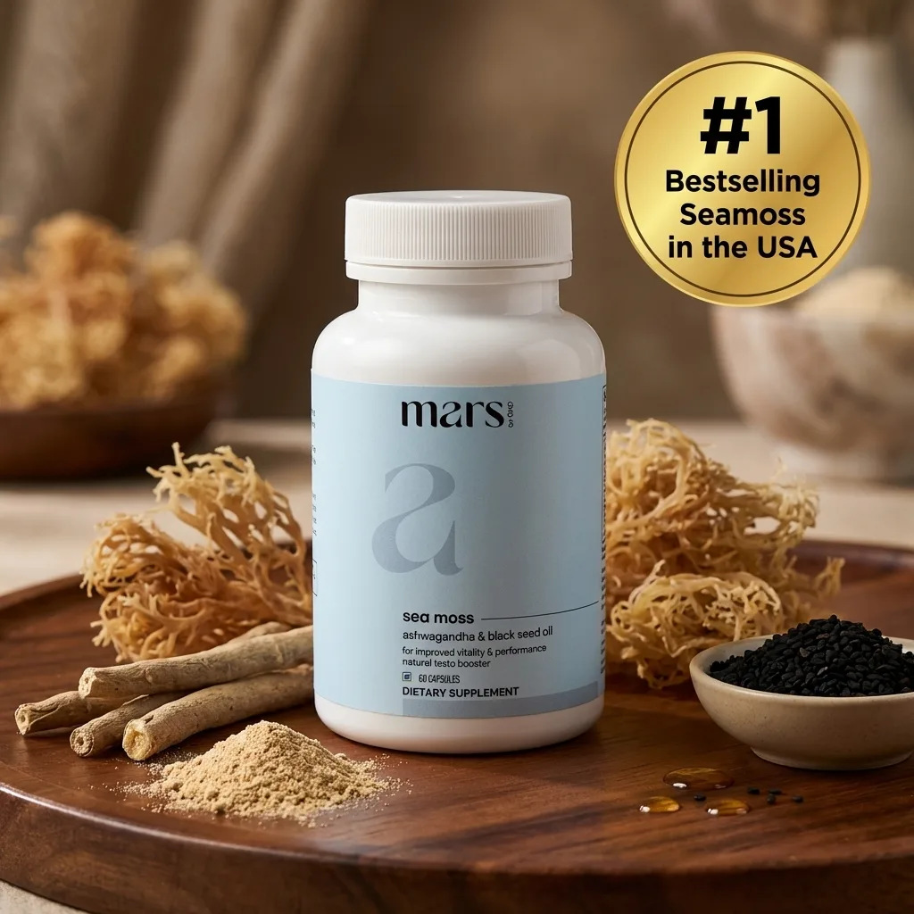 Seamoss Superfood Capsules with Ashwagandha & Black Seed Oil - Detox, Gut Reset & Natural Immunity Booster (60N)